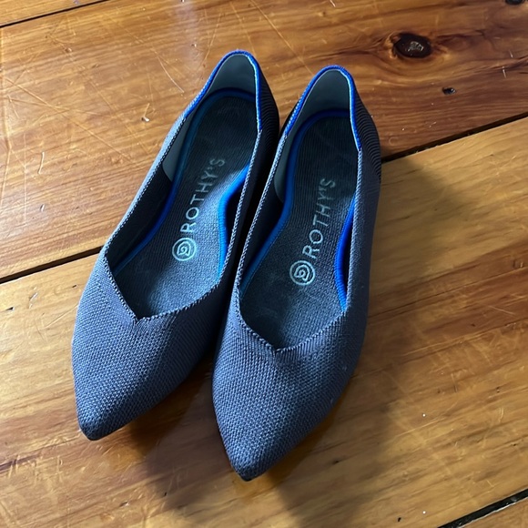 Rothy’s Women's Size 7 The Point Gray Knit Pointed Toe Shoes Flats Comfort - Picture 1 of 2